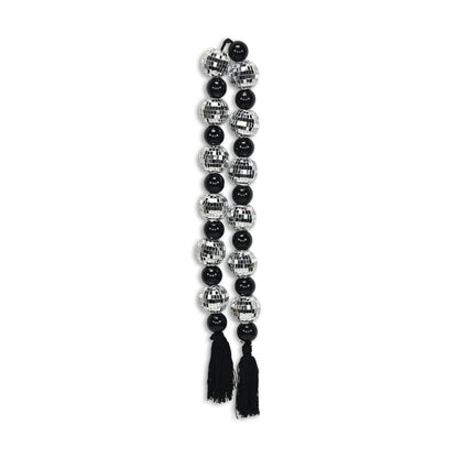 48" Black And Silver Bling Bling Beads Decorative Tassel HomeRoots