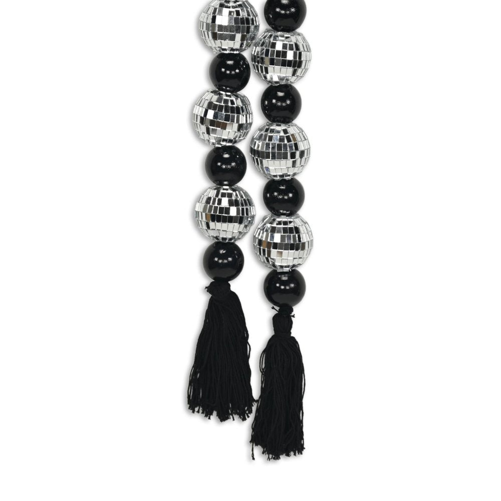 48" Black And Silver Bling Bling Beads Decorative Tassel HomeRoots