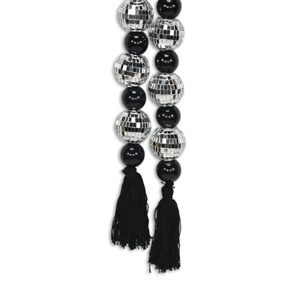48" Black And Silver Bling Bling Beads Decorative Tassel HomeRoots