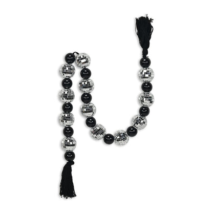48" Black And Silver Bling Bling Beads Decorative Tassel HomeRoots
