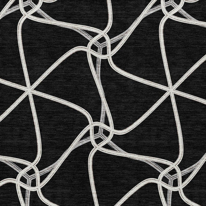 3' X 5' Black And Ivory Geometric Washable Indoor Outdoor Area Rug HomeRoots