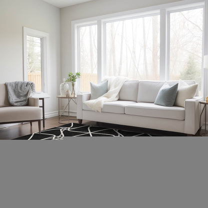 3' X 5' Black And Ivory Geometric Washable Indoor Outdoor Area Rug HomeRoots
