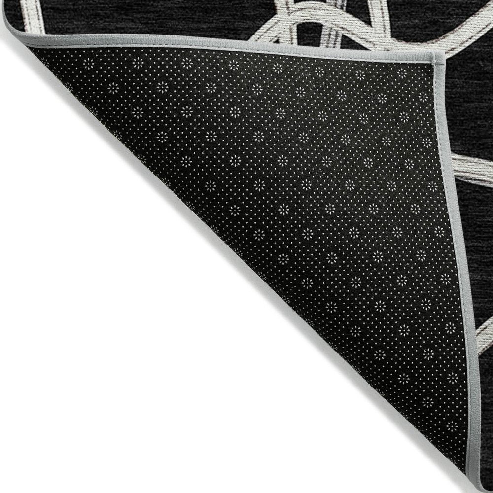 3' X 5' Black And Ivory Geometric Washable Indoor Outdoor Area Rug — view 35