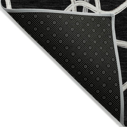 3' X 5' Black And Ivory Geometric Washable Indoor Outdoor Area Rug HomeRoots