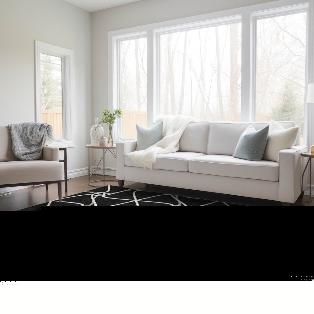 3' X 5' Black And Ivory Geometric Washable Indoor Outdoor Area Rug HomeRoots