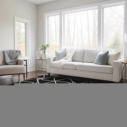 3' X 5' Black And Ivory Geometric Washable Indoor Outdoor Area Rug HomeRoots