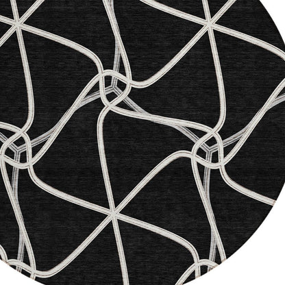 3' X 5' Black And Ivory Geometric Washable Indoor Outdoor Area Rug HomeRoots