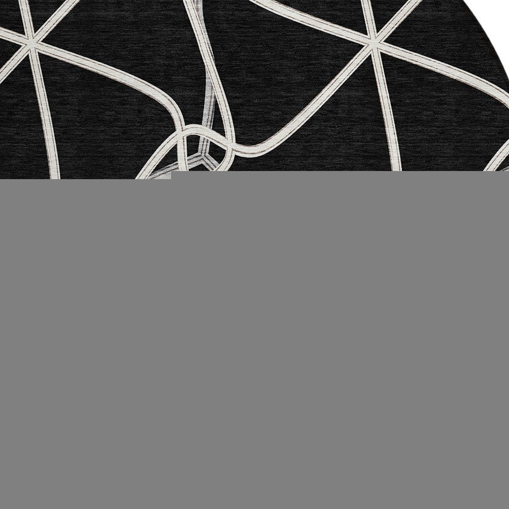 3' X 5' Black And Ivory Geometric Washable Indoor Outdoor Area Rug HomeRoots