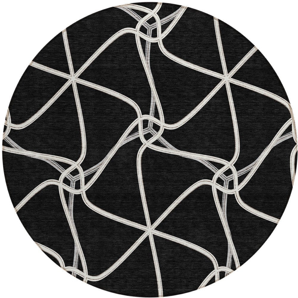 3' X 5' Black And Ivory Geometric Washable Indoor Outdoor Area Rug HomeRoots