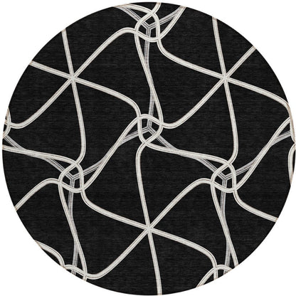 3' X 5' Black And Ivory Geometric Washable Indoor Outdoor Area Rug HomeRoots