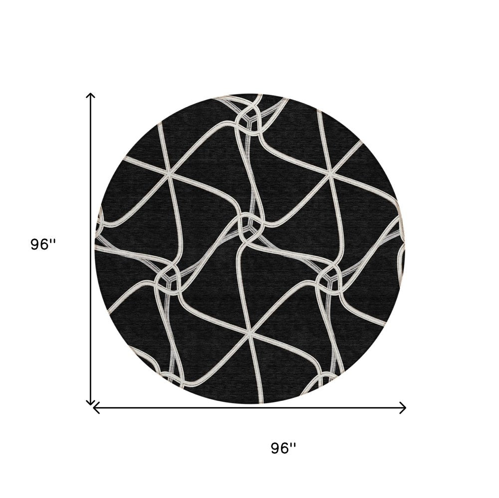 3' X 5' Black And Ivory Geometric Washable Indoor Outdoor Area Rug — view 58