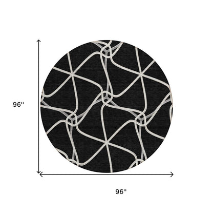 3' X 5' Black And Ivory Geometric Washable Indoor Outdoor Area Rug HomeRoots