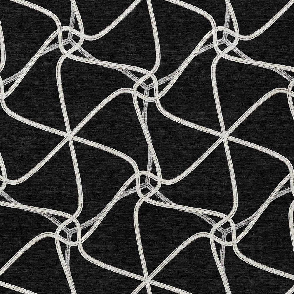 3' X 5' Black And Ivory Geometric Washable Indoor Outdoor Area Rug — view 63