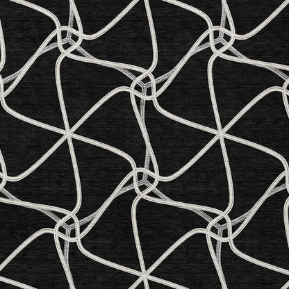 3' X 5' Black And Ivory Geometric Washable Indoor Outdoor Area Rug HomeRoots