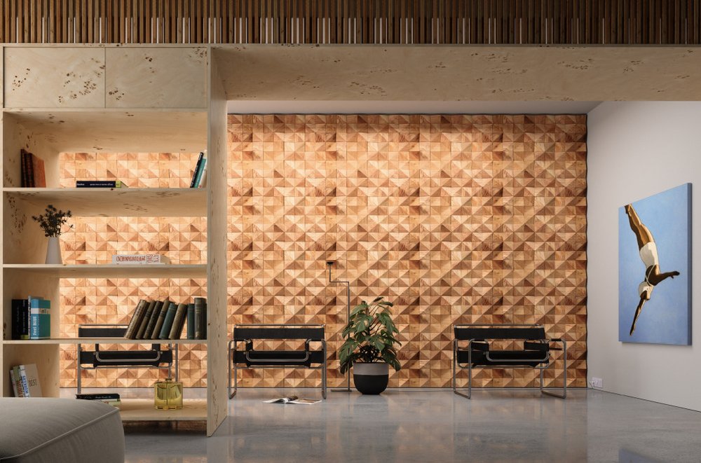 Brown 3D Embossed Diamond Teak Reclaimed Wood Decorative Wall Panels HomeRoots