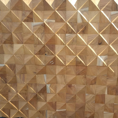 Brown 3D Embossed Diamond Teak Reclaimed Wood Decorative Wall Panels