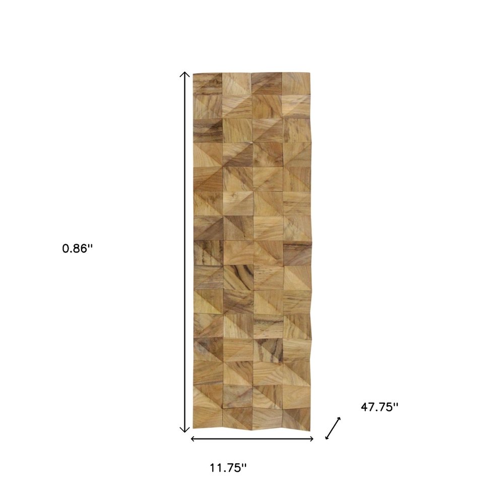 Brown 3D Embossed Diamond Teak Reclaimed Wood Decorative Wall Panels — view 2