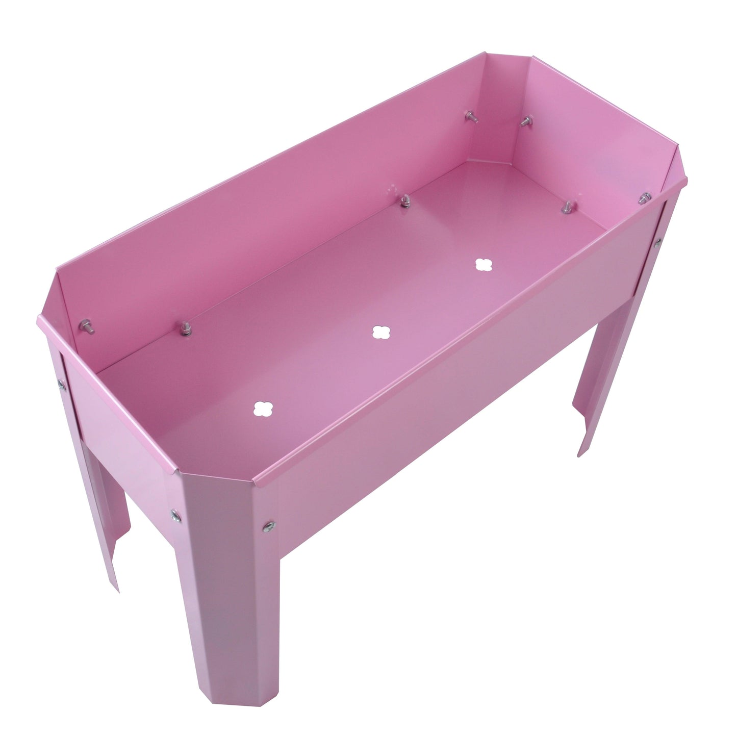 Elevated garden bed, metal elevated outdoor flowerpot box, suitable for backyard and terrace, large flowerpot (Pink*2） - FurniFindUSA