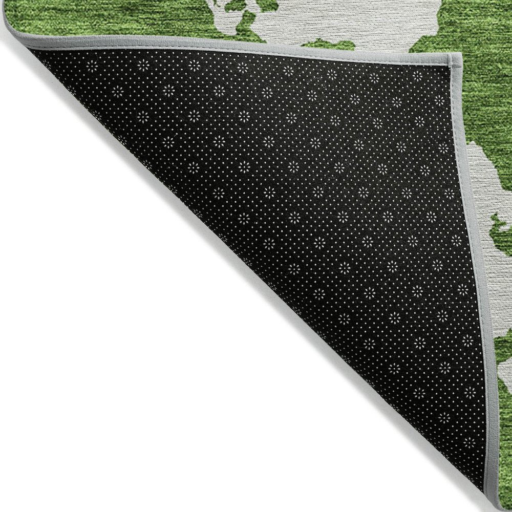 3' X 5' Green And Ivory Abstract Washable Indoor Outdoor Area Rug HomeRoots