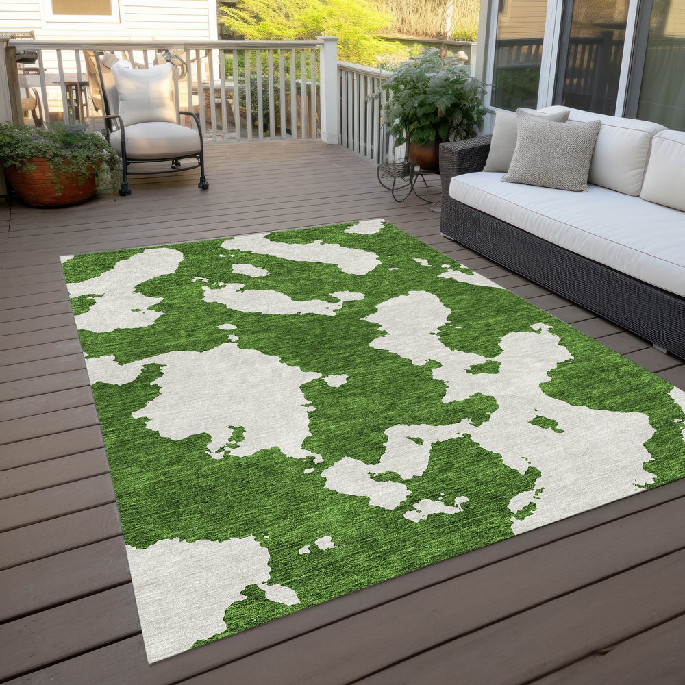 3' X 5' Green And Ivory Abstract Washable Indoor Outdoor Area Rug HomeRoots