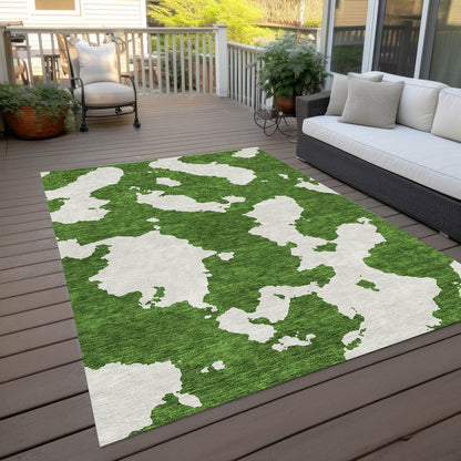 3' X 5' Green And Ivory Abstract Washable Indoor Outdoor Area Rug HomeRoots