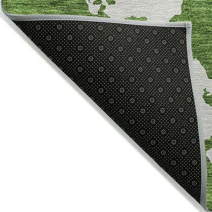 3' X 5' Green And Ivory Abstract Washable Indoor Outdoor Area Rug HomeRoots