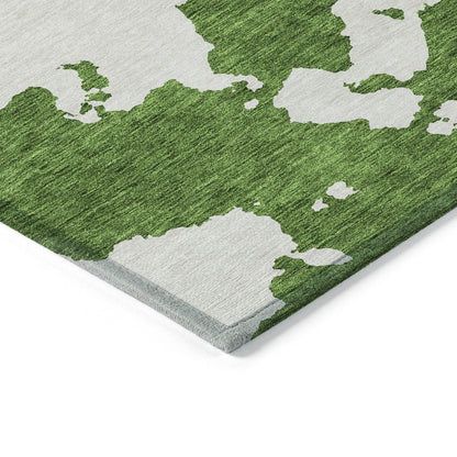 3' X 5' Green And Ivory Abstract Washable Indoor Outdoor Area Rug HomeRoots