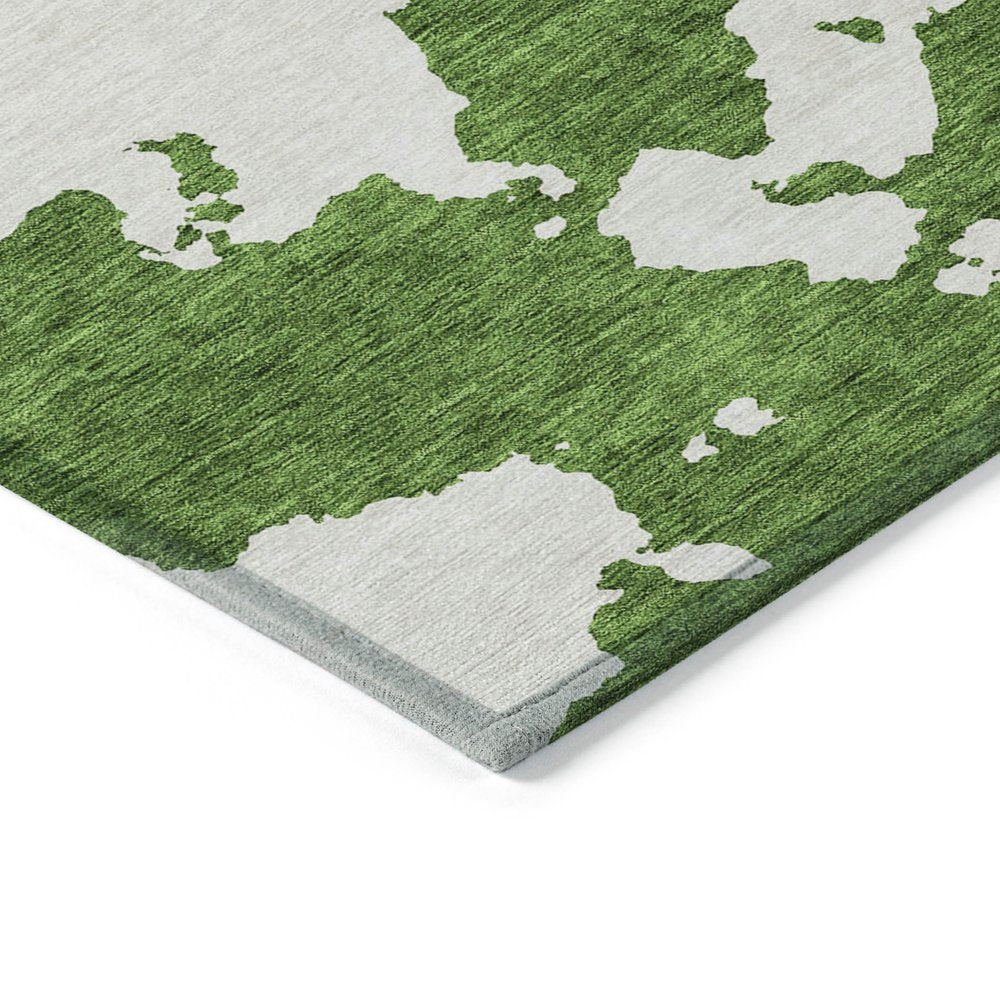 3' X 5' Green And Ivory Abstract Washable Indoor Outdoor Area Rug — view 25