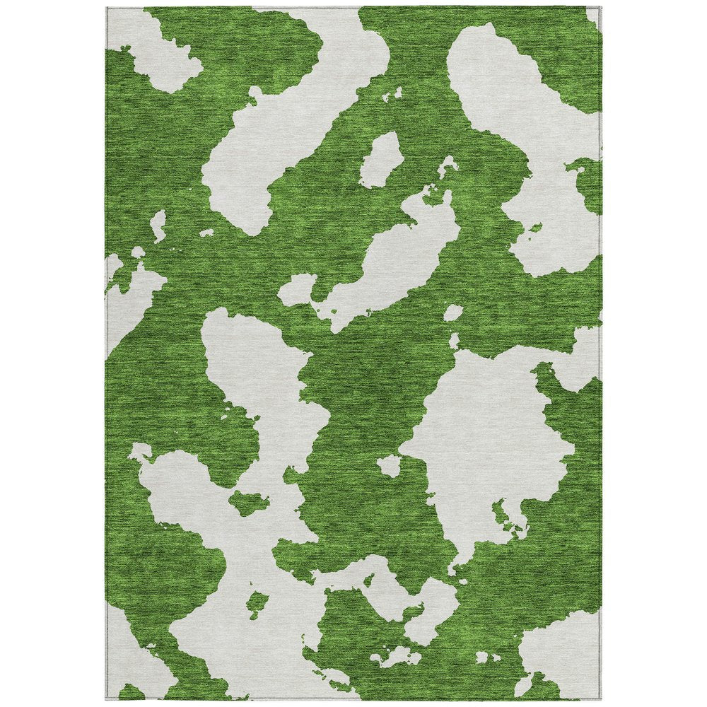 3' X 5' Green And Ivory Abstract Washable Indoor Outdoor Area Rug — view 16