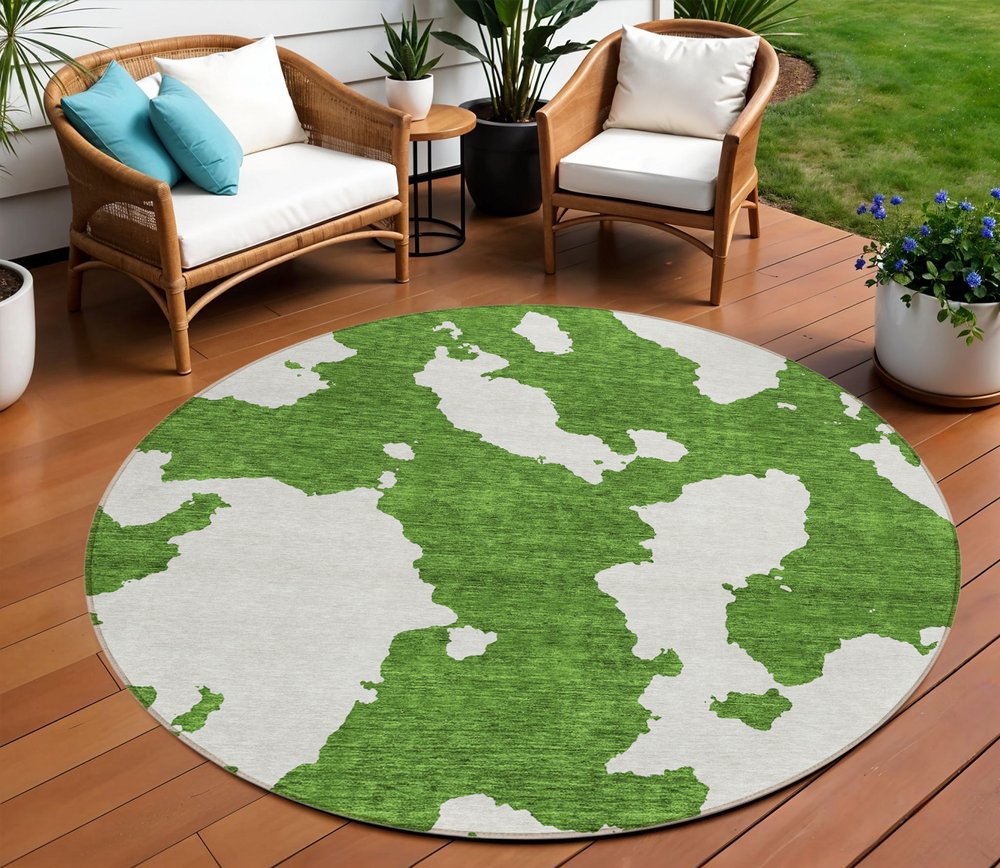 3' X 5' Green And Ivory Abstract Washable Indoor Outdoor Area Rug HomeRoots