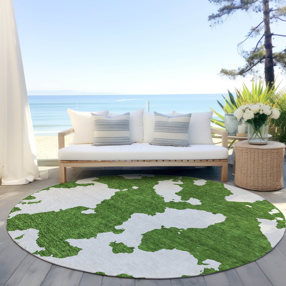 3' X 5' Green And Ivory Abstract Washable Indoor Outdoor Area Rug HomeRoots