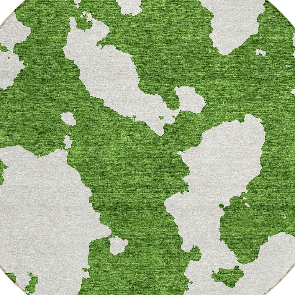 3' X 5' Green And Ivory Abstract Washable Indoor Outdoor Area Rug — view 42