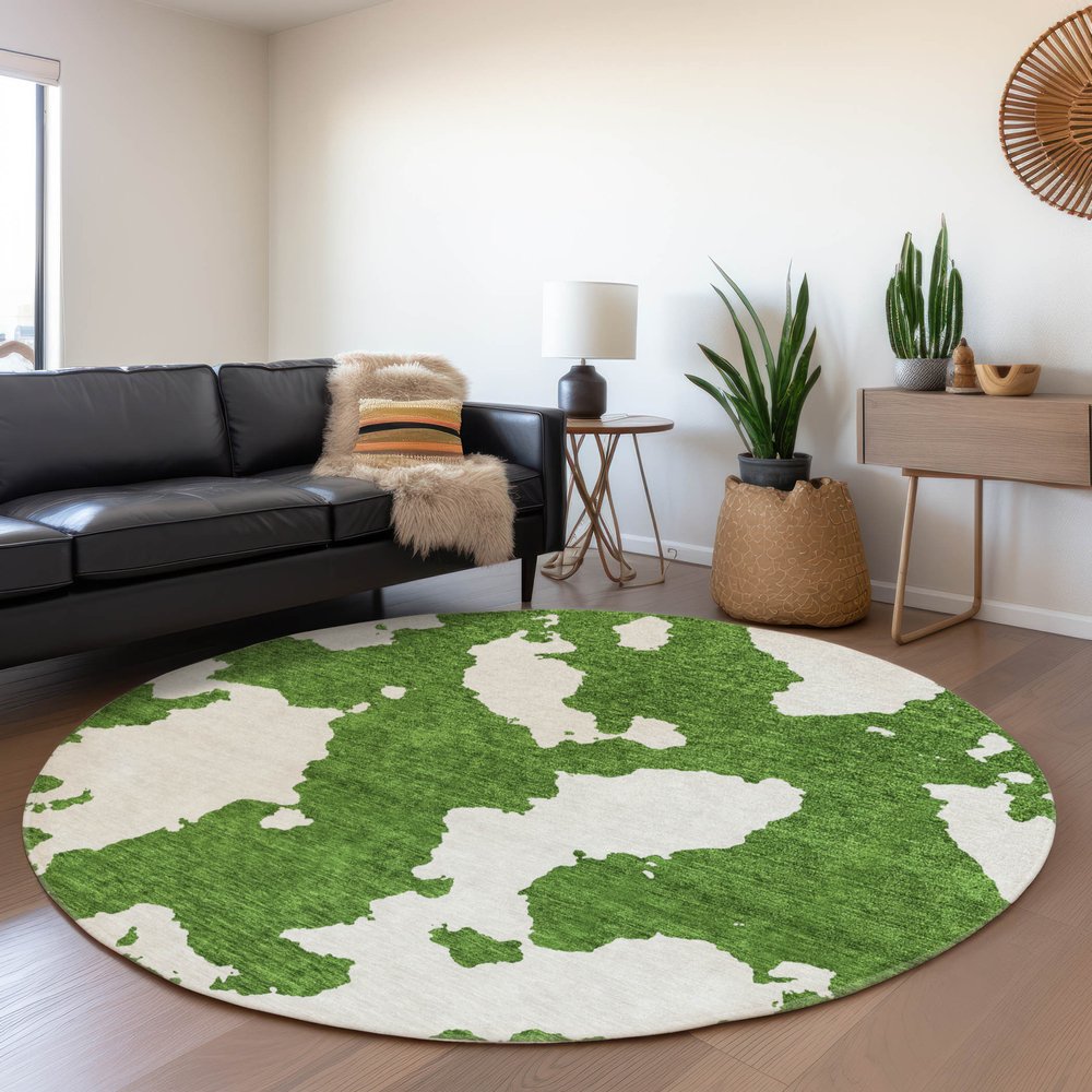 3' X 5' Green And Ivory Abstract Washable Indoor Outdoor Area Rug HomeRoots