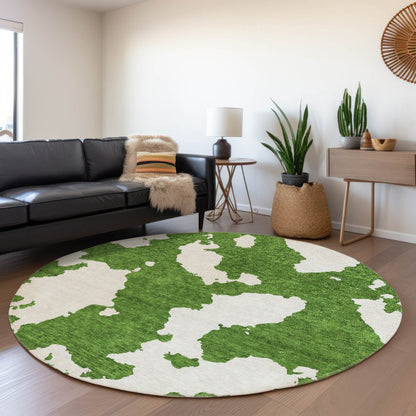 3' X 5' Green And Ivory Abstract Washable Indoor Outdoor Area Rug HomeRoots