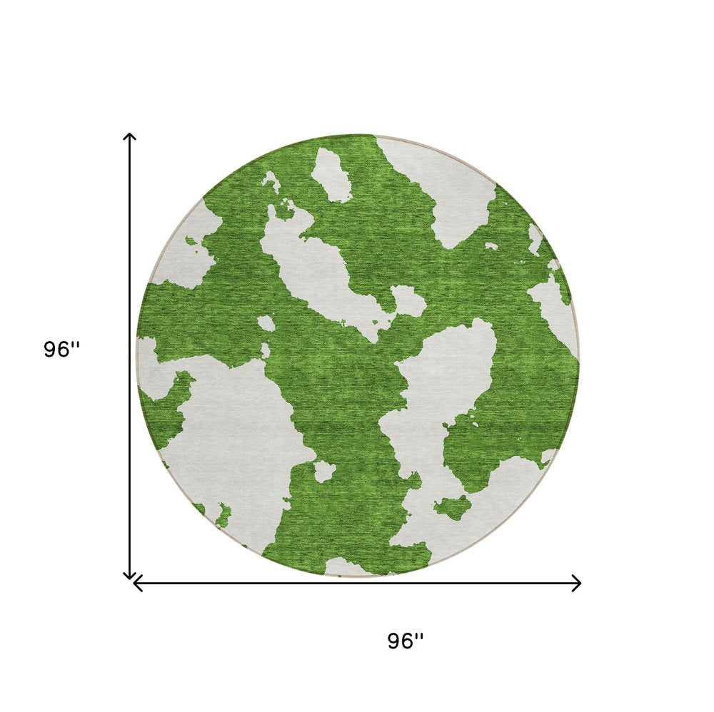 3' X 5' Green And Ivory Abstract Washable Indoor Outdoor Area Rug — view 39