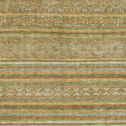 5' X 8' Artichoke Green Gold And Beige Southwestern Washable Indoor Outdoor Area Rug HomeRoots