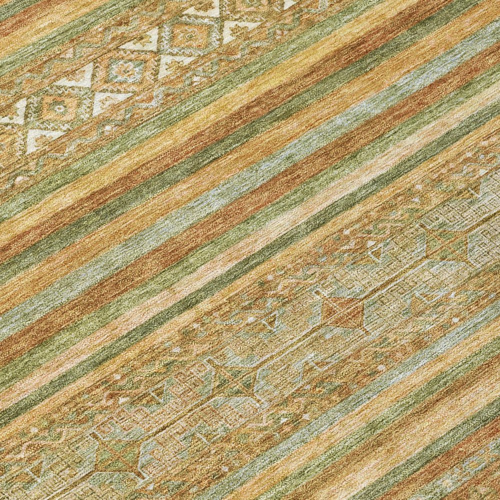 5' X 8' Artichoke Green Gold And Beige Southwestern Washable Indoor Outdoor Area Rug — view 4