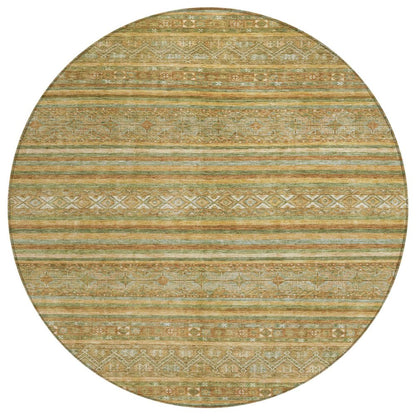 5' X 8' Artichoke Green Gold And Beige Southwestern Washable Indoor Outdoor Area Rug HomeRoots