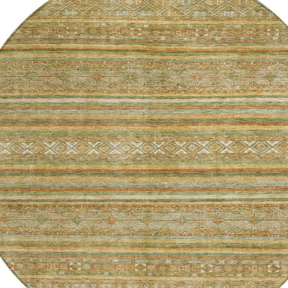 5' X 8' Artichoke Green Gold And Beige Southwestern Washable Indoor Outdoor Area Rug HomeRoots