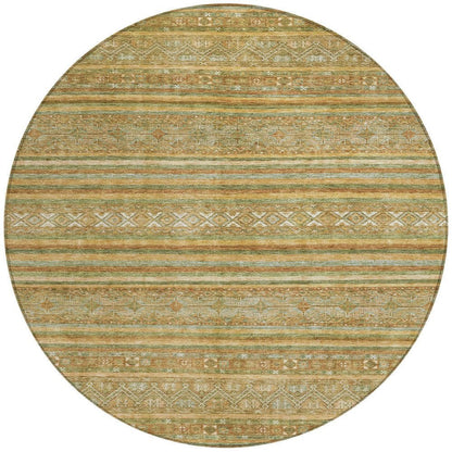 5' X 8' Artichoke Green Gold And Beige Southwestern Washable Indoor Outdoor Area Rug HomeRoots
