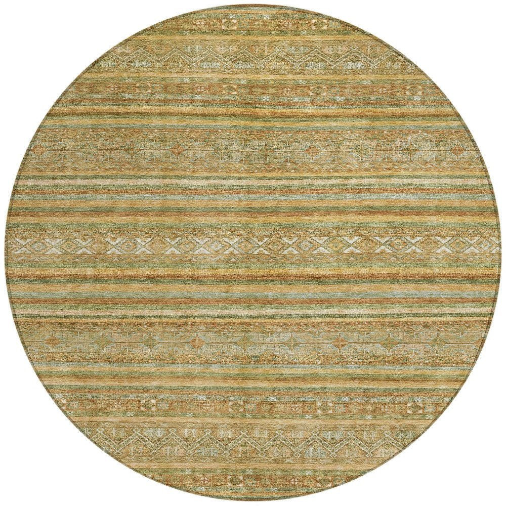 5' X 8' Artichoke Green Gold And Beige Southwestern Washable Indoor Outdoor Area Rug HomeRoots