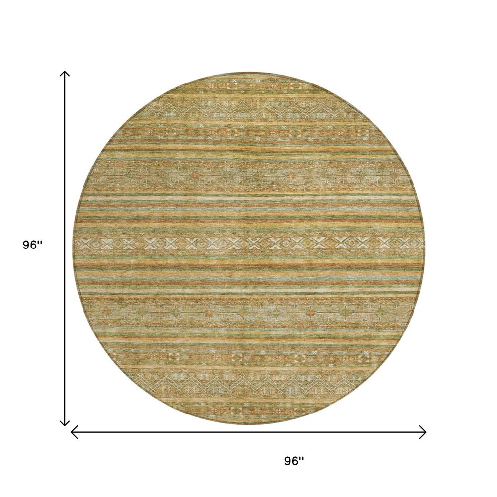 5' X 8' Artichoke Green Gold And Beige Southwestern Washable Indoor Outdoor Area Rug — view 18