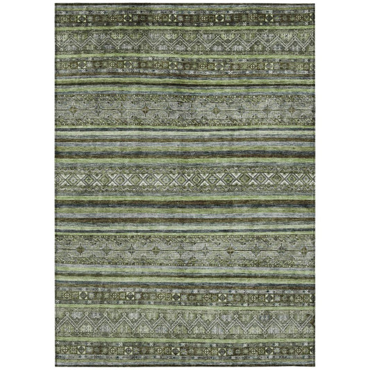 3' X 5' Olive Green Gray And Fern Green Southwestern Washable Indoor Outdoor Area Rug