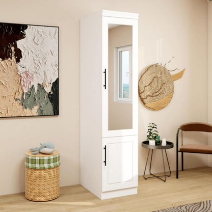 71" White Wood Mirrored Two Door Combo Dresser