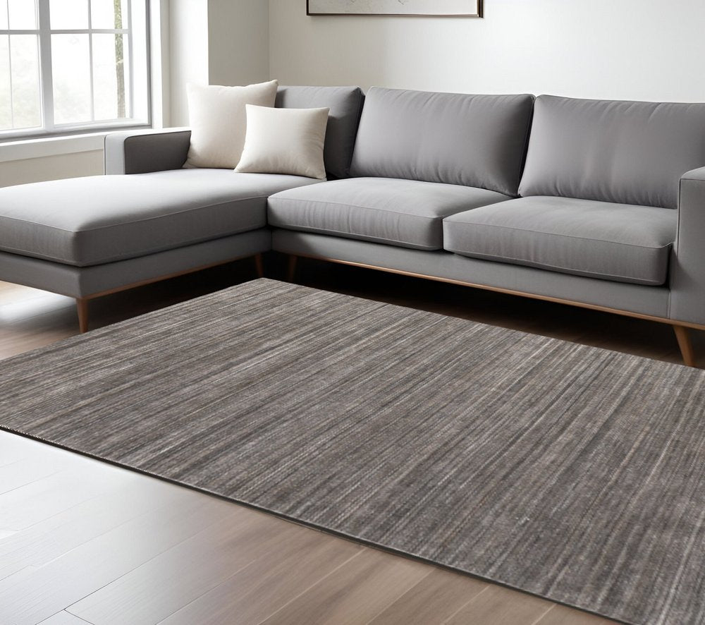 8' X 10' Black Gray And Brown Hand Woven Distressed Area Rug HomeRoots