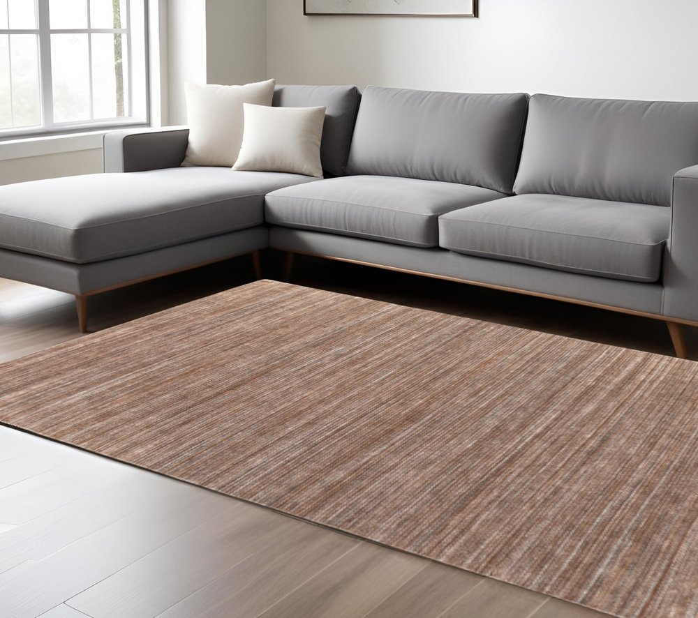 8' X 10' Brown Black And Gray Handmade Indoor Outdoor Area Rug — view 4