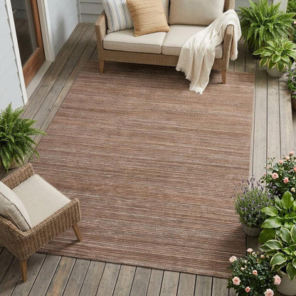 8' X 10' Brown Black And Gray Handmade Indoor Outdoor Area Rug