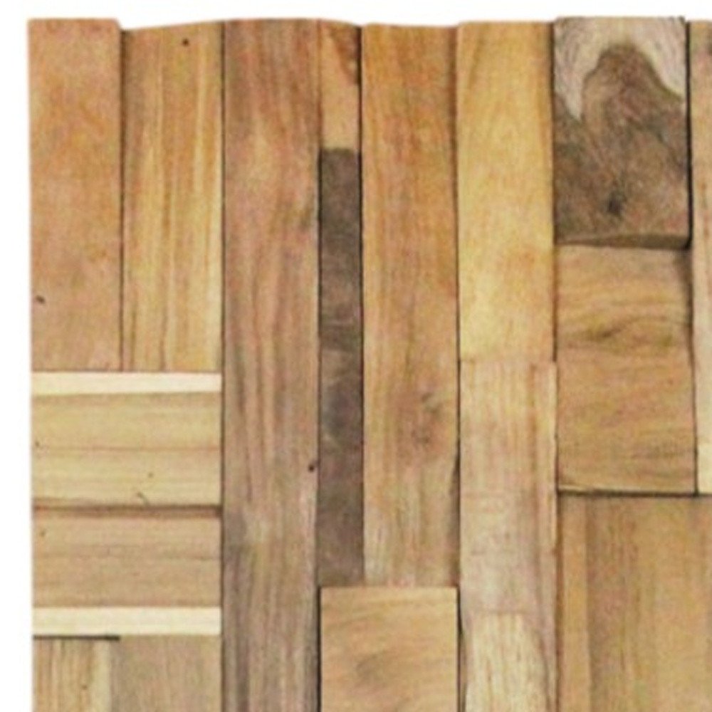 Brown 3D Embossed Abstract Teak Reclaimed Wood Decorative Wall Panels HomeRoots