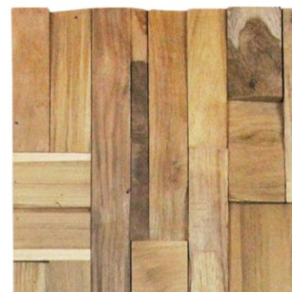 Brown 3D Embossed Abstract Teak Reclaimed Wood Decorative Wall Panels HomeRoots