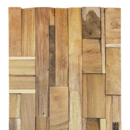 Brown 3D Embossed Abstract Teak Reclaimed Wood Decorative Wall Panels HomeRoots